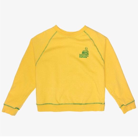 NWOT Made Some Souvenirs Sagrada Familia Sweatshirt Yellow Size XS - Picture 1 of 10
